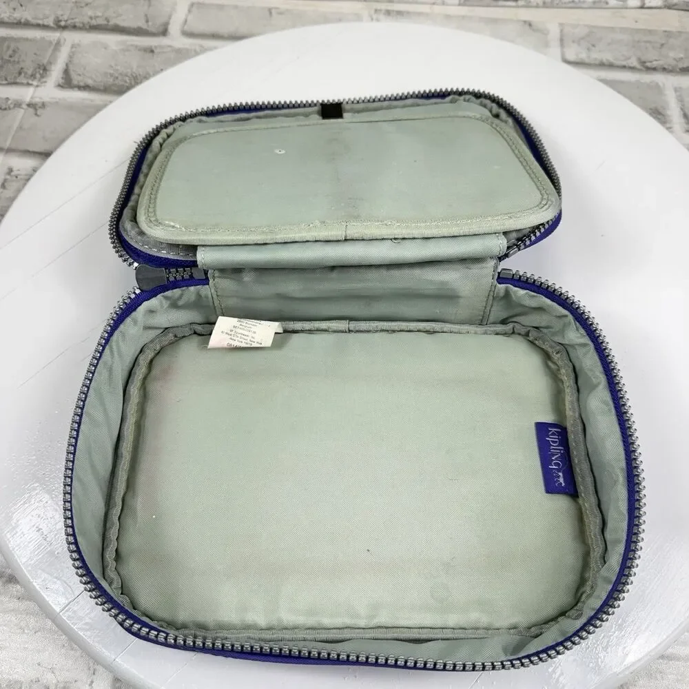 Kipling 101 Pens Case Make up Case Clutch Polyamide Purple with Charm